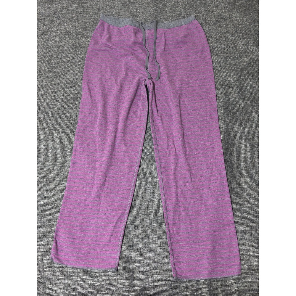 Sonoma Womens XL Pajama Pants Purple Gray Striped Drawstring Lounge